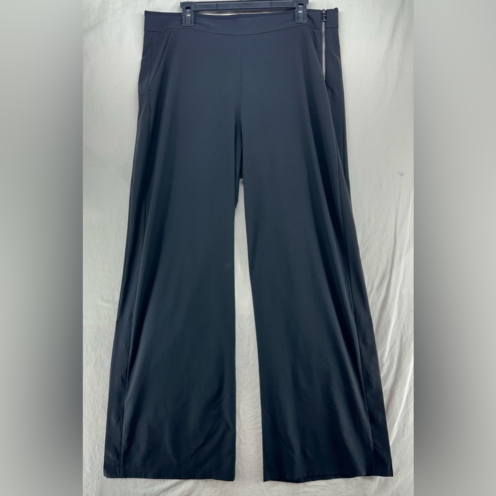 ATHLETA Gramercy Track Wide Leg Trouser Pant in Black Size 14 Tall